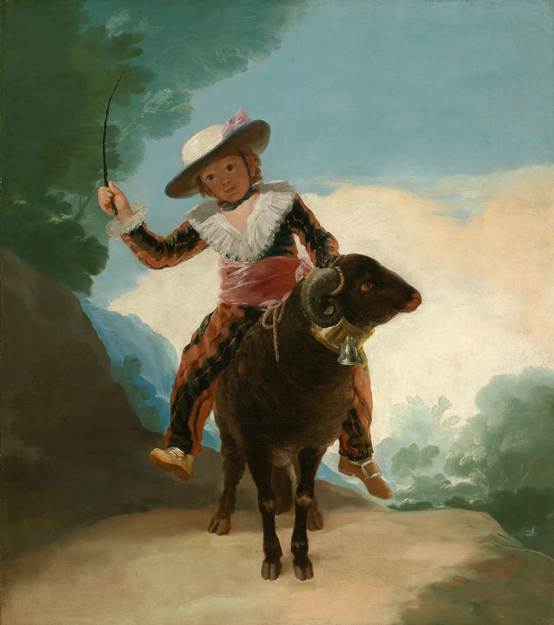 Dziecko jeżdżące na owcy - Francisco de Goya