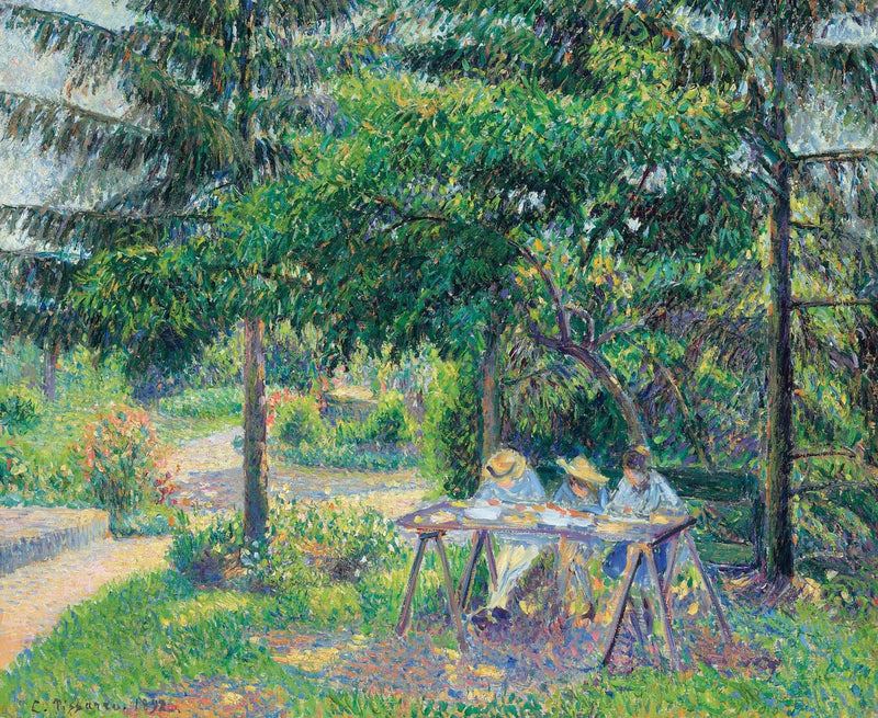 Dzieci siedzące przy stole w ogrodzie, Éragny - Camille Pissarro