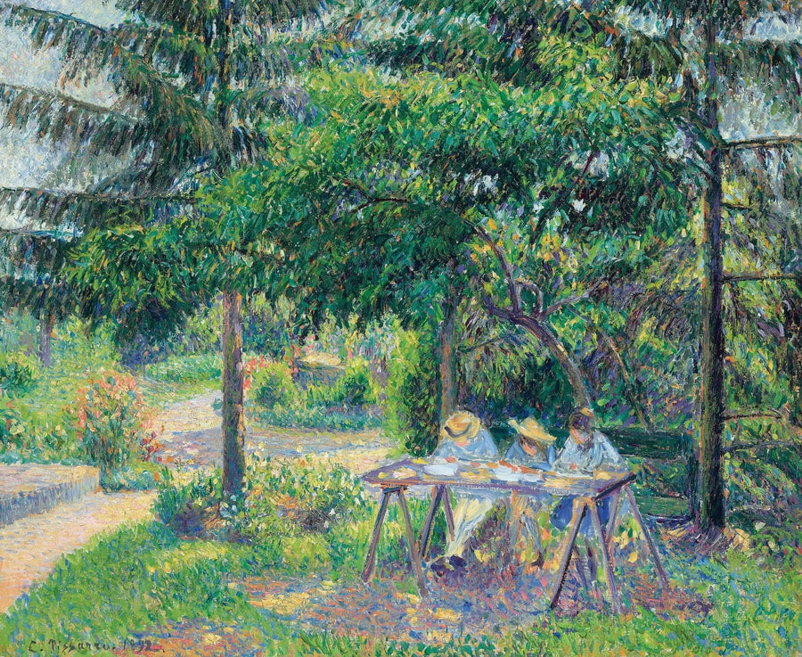 Dzieci siedzące przy stole w ogrodzie, Éragny - Camille Pissarro