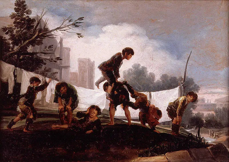 Dzieci bawiące się w skakanie przez owcę - Francisco de Goya