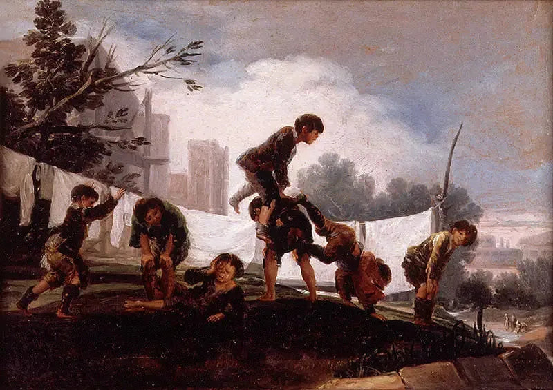 Dzieci bawiące się w skakanie przez owcę - Francisco de Goya
