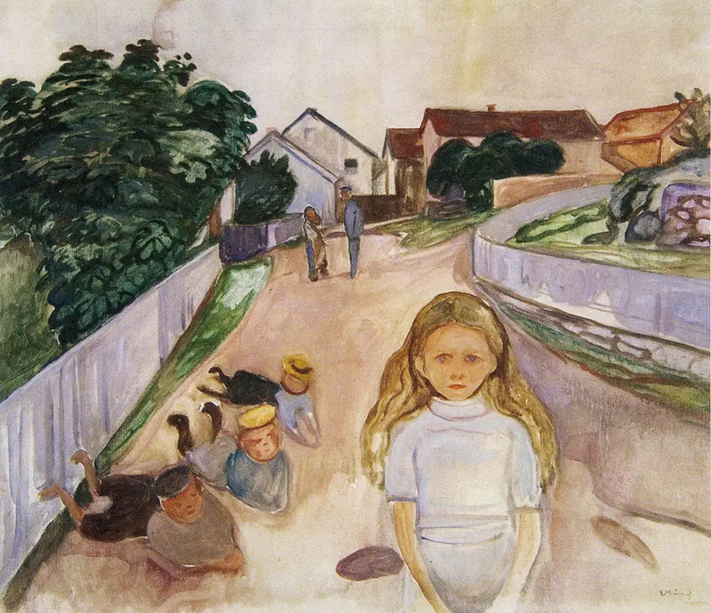 Dzieci bawiące się na ulicy w Åsgårdstrand - Edvard Munch