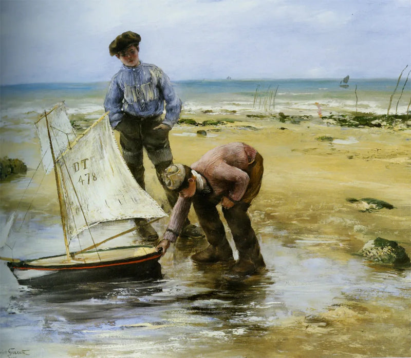 Dzieci bawiące się na plaży - Norbert Gœneutte