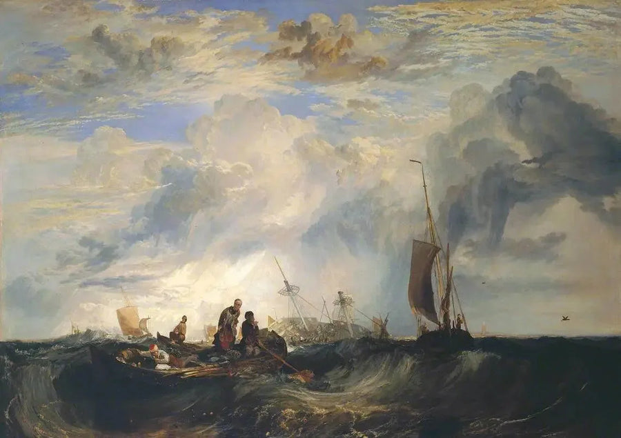 Wejście Mozy: Pomarańczowy Kupiec na Barze, Rozpadający się; Kościół w Brille na S. E. przez S., Masensluys E. przez S. - J. M. W. Turner
