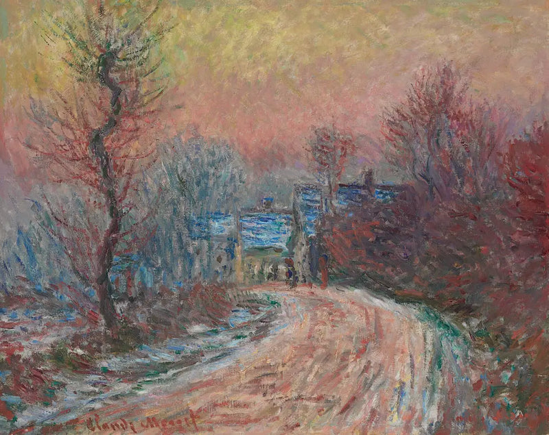 Wejście do Giverny zimą, zachodzące słońce - Claude Monet