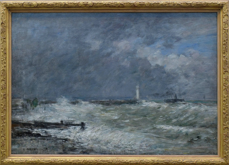 Wejście do portu w Hawrze w złej pogodzie - Eugène Boudin