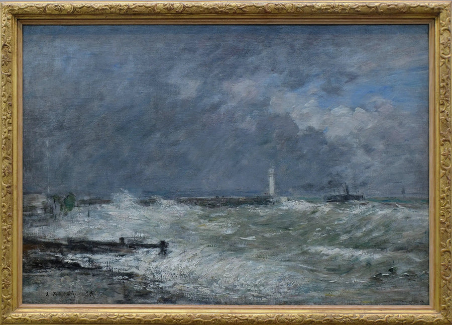 Wejście do portu w Hawrze w złej pogodzie - Eugène Boudin