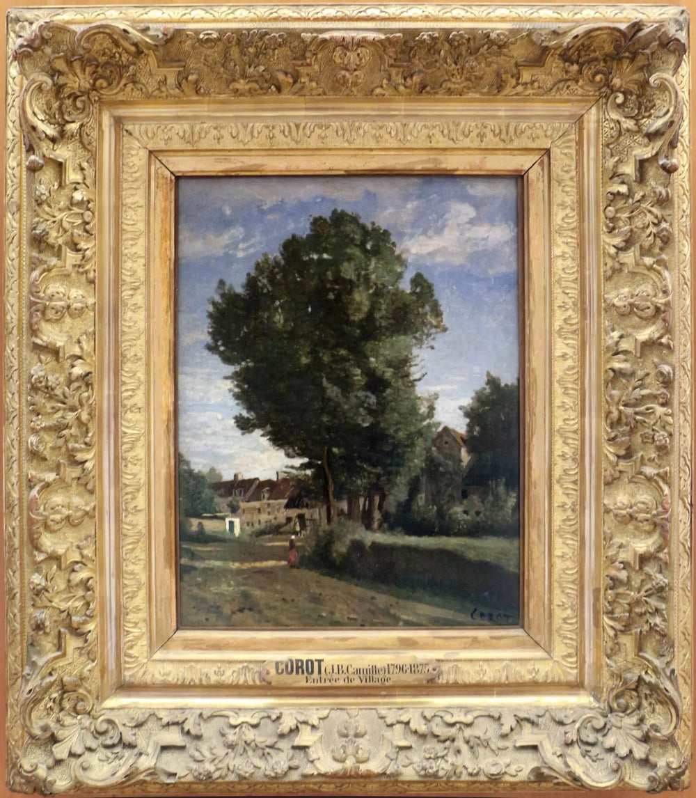 Entrée du village - Jean-Baptiste Camille Corot image 1 reproduction d’œuvre d’art à l’huile