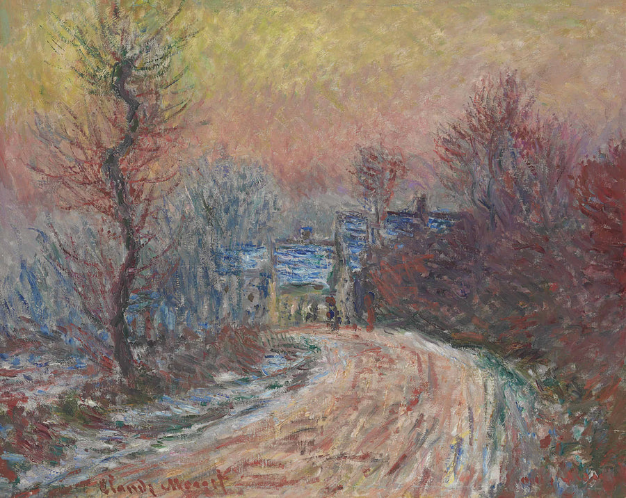 Wejście do Giverny zimą, zachodzące słońce W966 - Claude Monet