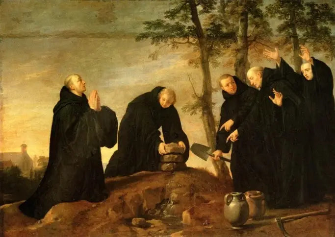 Episody z życia świętego Benedykta: Cudowna fontanna - Philippe de Champaigne