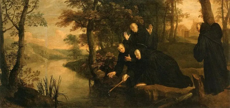 Episody z życia świętego Benedykta: Siekiera przymocowana do jego rękojeści - Philippe de Champaigne