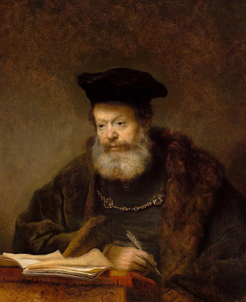 Uczony przy swoim biurku - Rembrandt