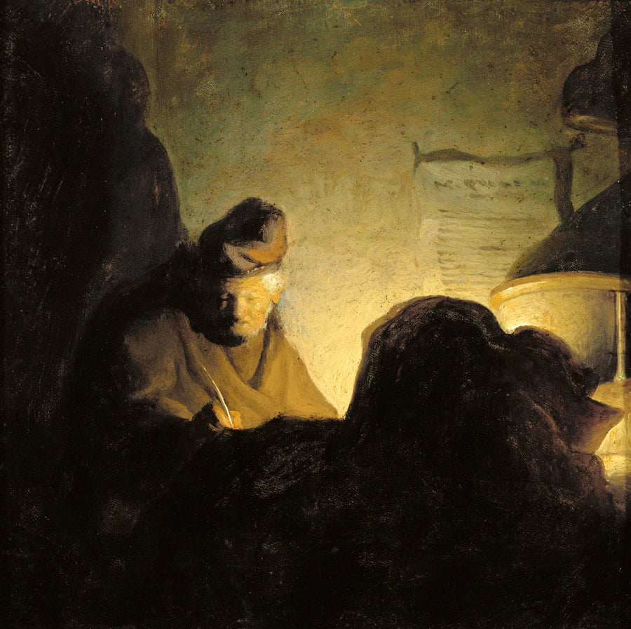 Uczony przy blasku świec - Rembrandt