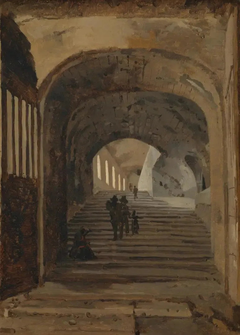 Schody w willi Mecenasa, Tivoli - Jean-Baptiste Camille Corot
