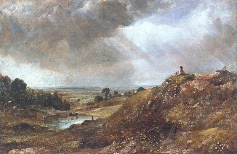 Staw Branch Hill, Hampstead Heath, z chłopcem siedzącym na brzegu - John Constable
