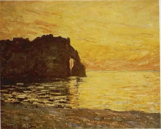 Étretat, klif i Porte d'Aval o zachodzie słońca W1015a - Claude Monet