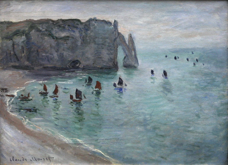 Étretat, Porte d'Aval, łodzie opuszczające port W1047 - Claude Monet