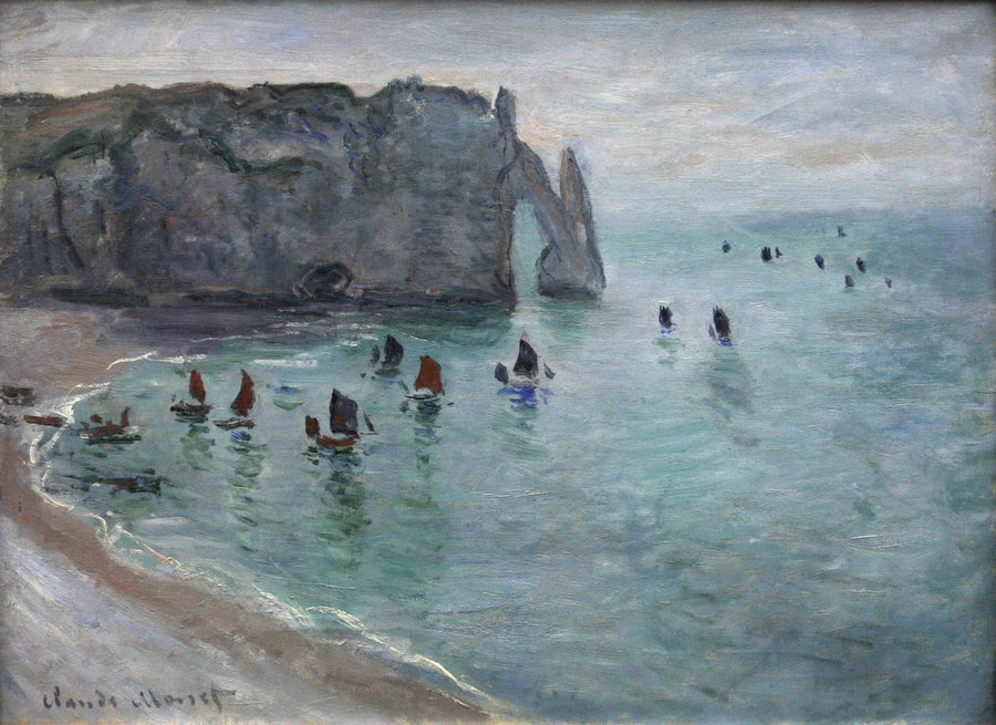 Étretat, Porte d'Aval, łodzie opuszczające port W1047 - Claude Monet