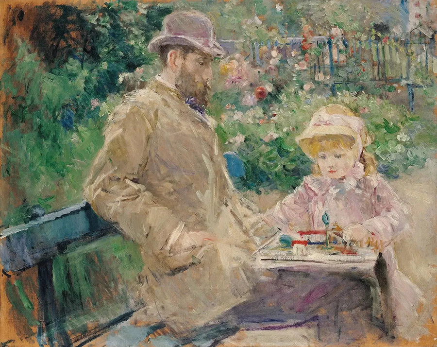 Eugène Manet i jego córka w ogrodzie w Bougival - Berthe Morisot