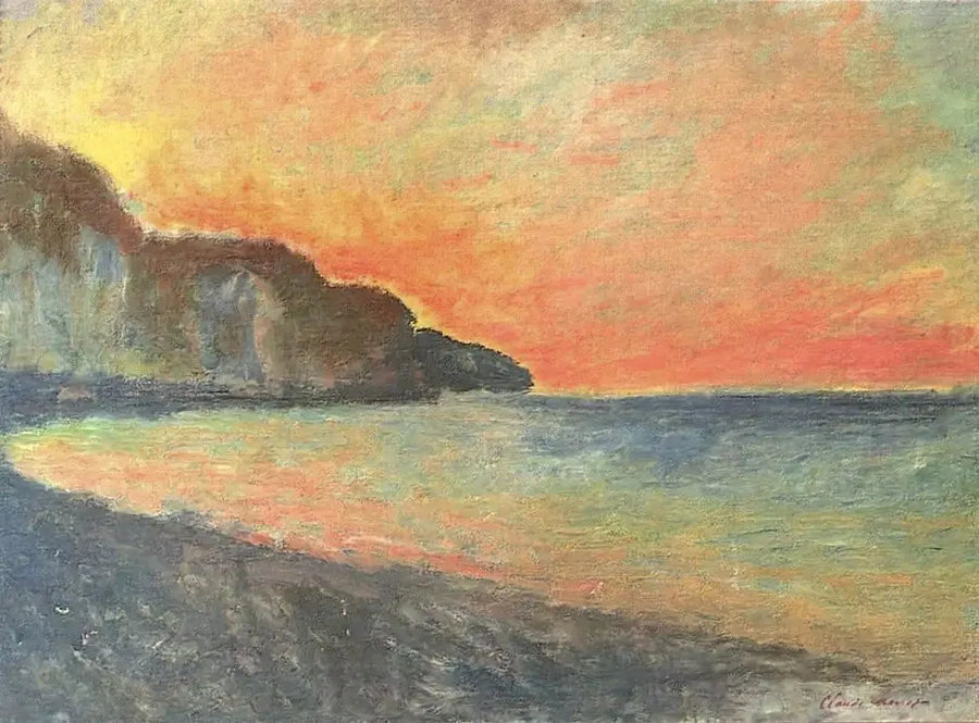 Klif w Pourville, zachodzące słońce - Claude Monet