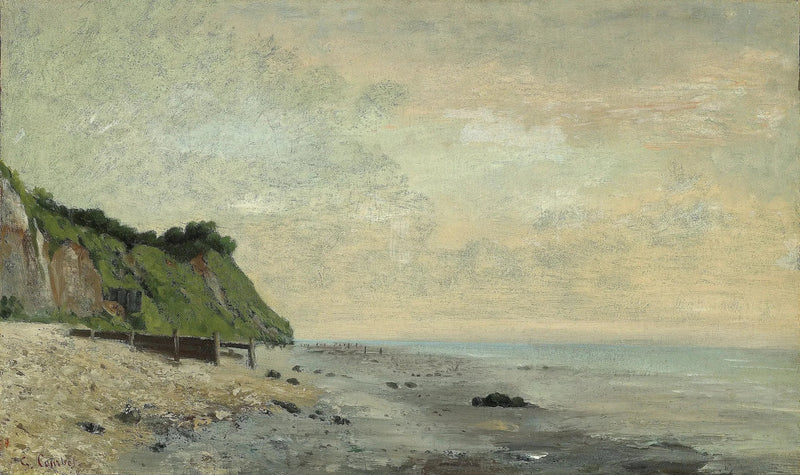 Faleza nad morzem, widok na Petite Plage, wschodzące słońce - Gustave Courbet
