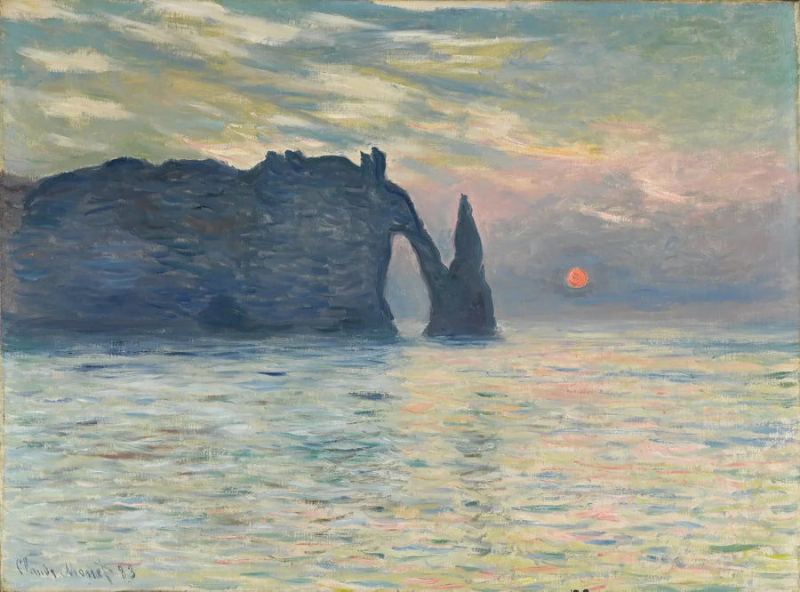 La Falaise d'Étretat, zachodzące słońce W817 - Claude Monet