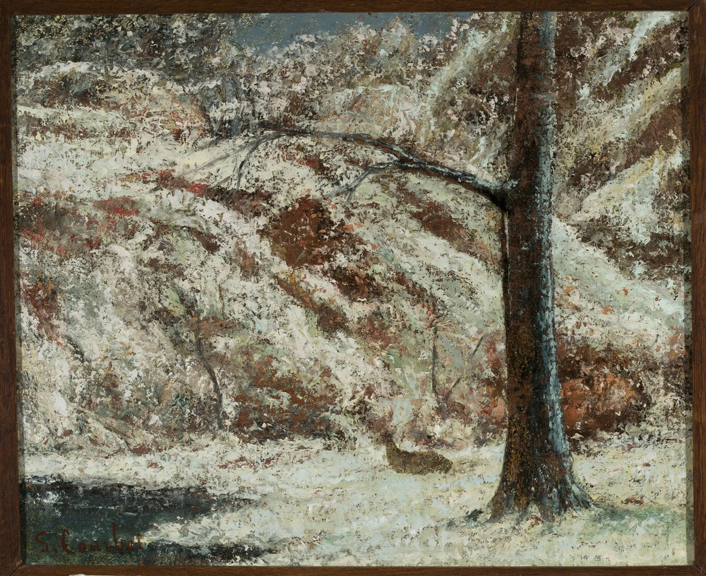 Faon dans la neige dans les bois - Gustave Courbet image 1 copie de tableau peinte à la main