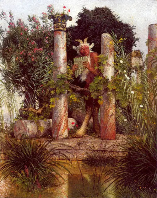 Fauna dmuchająca w syrinx - Arnold Böcklin