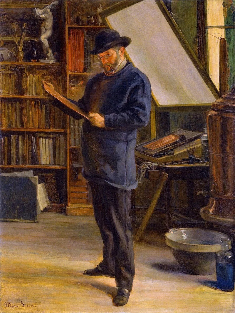 Félix Bracquemond w swoim atelier - Marie Bracquemond