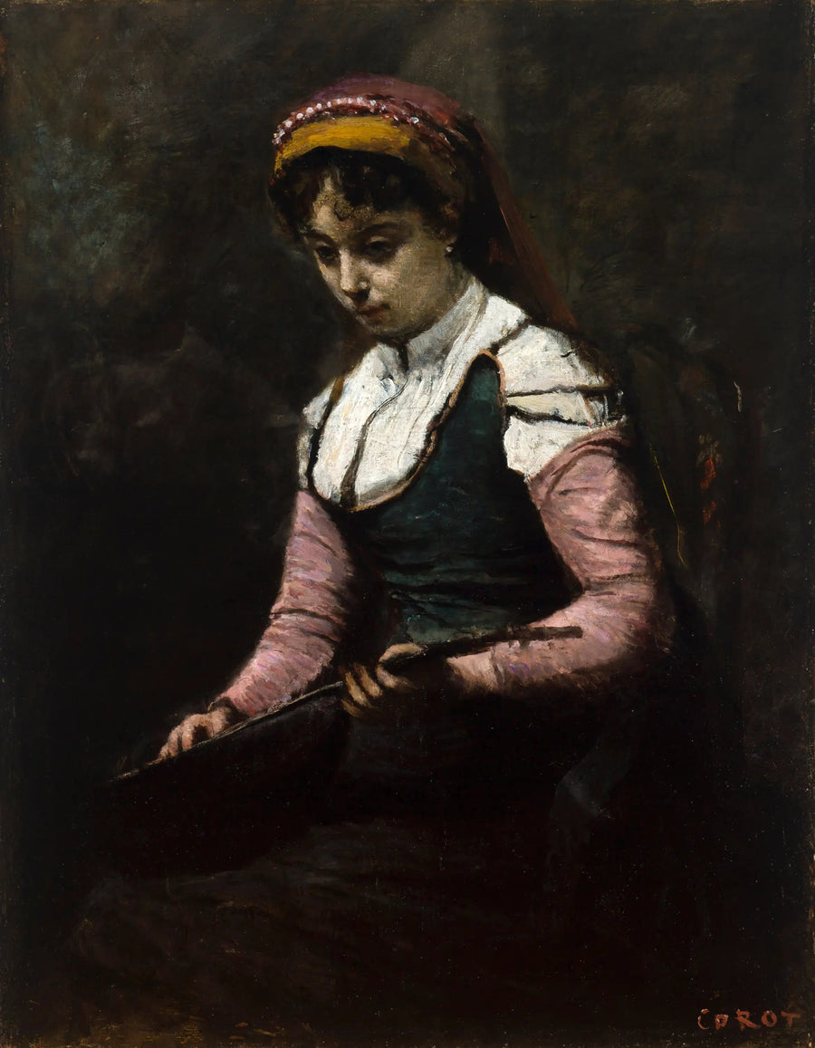 Kobieta z mandoliną - Jean-Baptiste Camille Corot