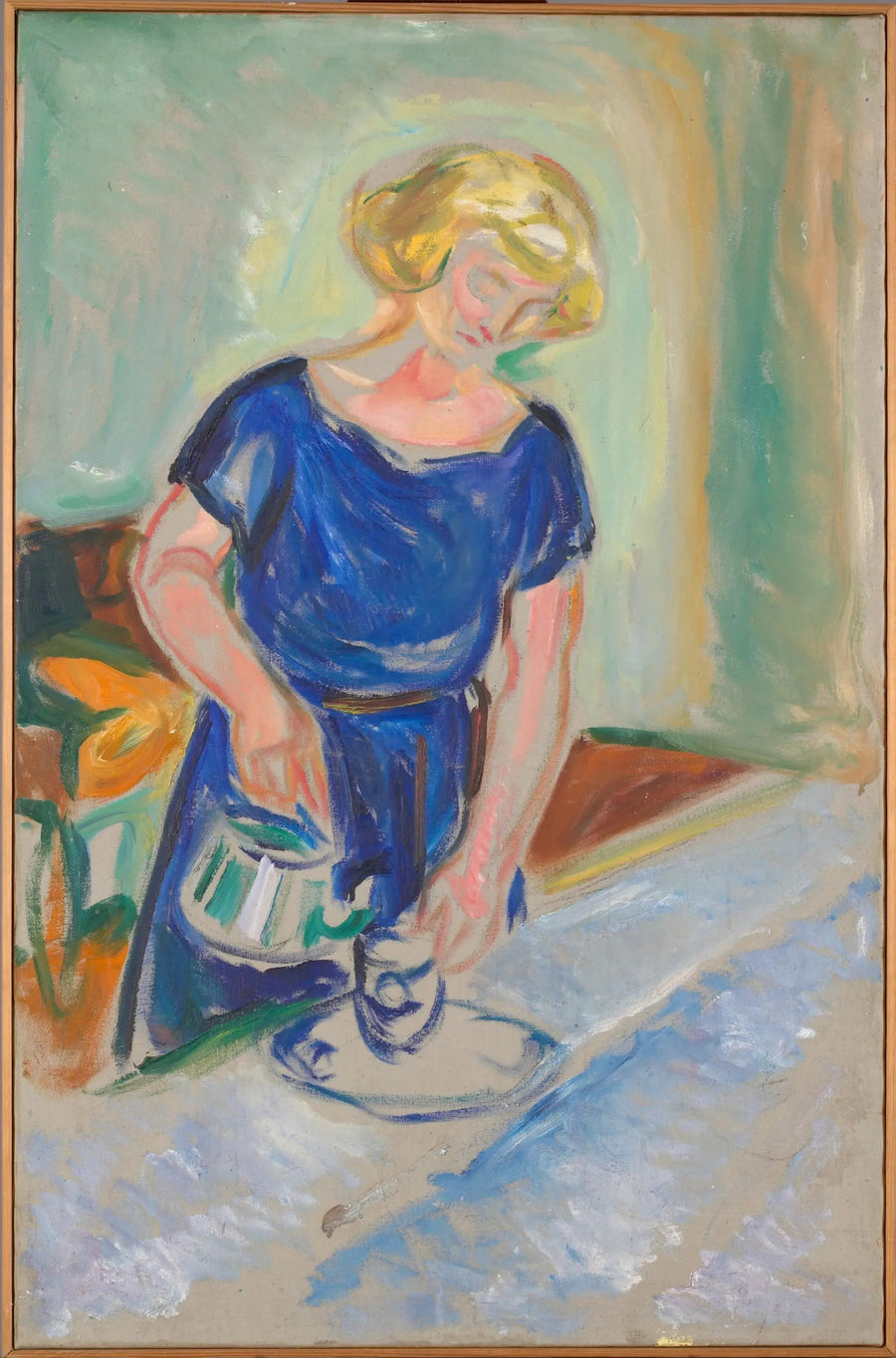 Kobieta w niebieskiej sukni, służąca kawy - Edvard Munch