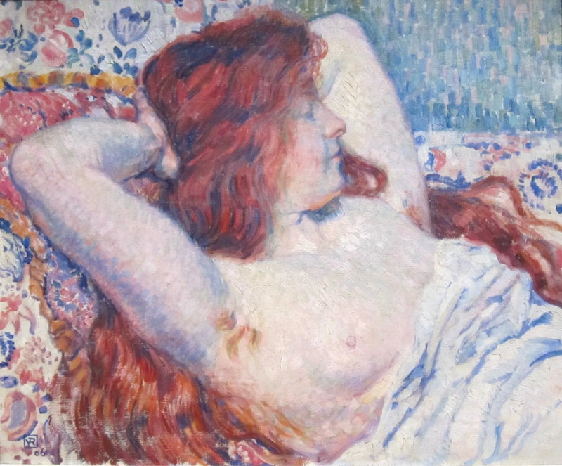 Kobieta leżąca z rudymi włosami - Théo van Rysselberghe