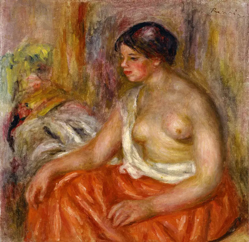 Kobieta siedząca z nagą piersią - Pierre-Auguste Renoir