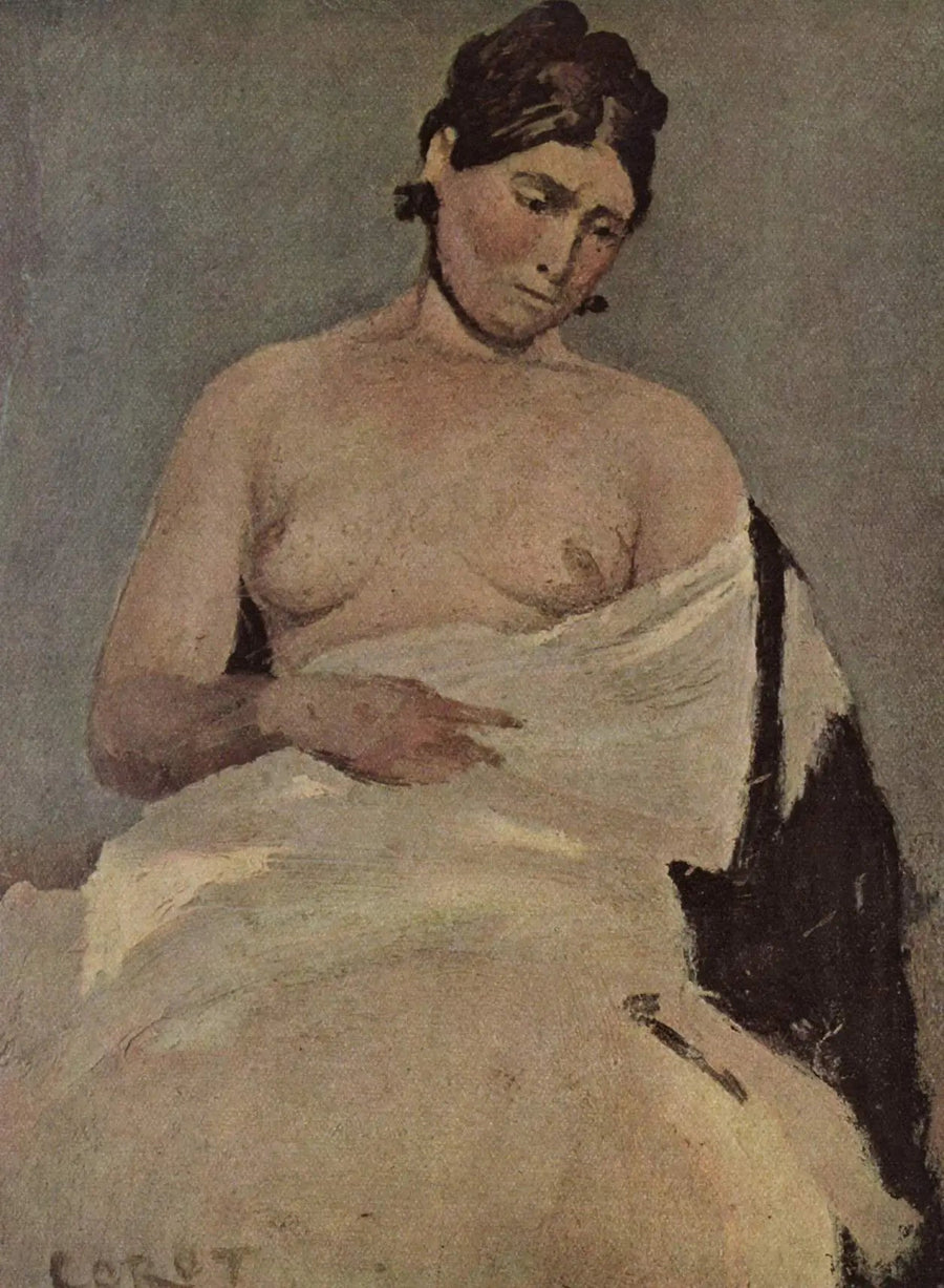 Siedząca kobieta nagimi piersiami - Jean-Baptiste Camille Corot