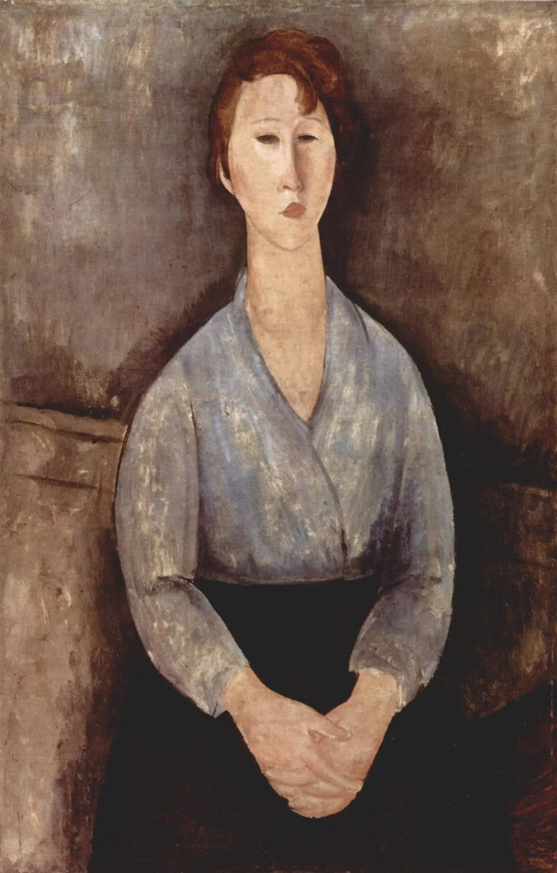 Kobieta siedząca w niebieskiej bluzce - Amedeo Modigliani