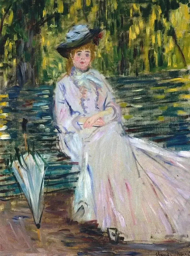 Kobieta siedząca na ławce W343 - Claude Monet