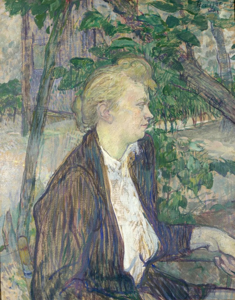 Kobieta siedząca w ogrodzie - Henri de Toulouse-Lautrec