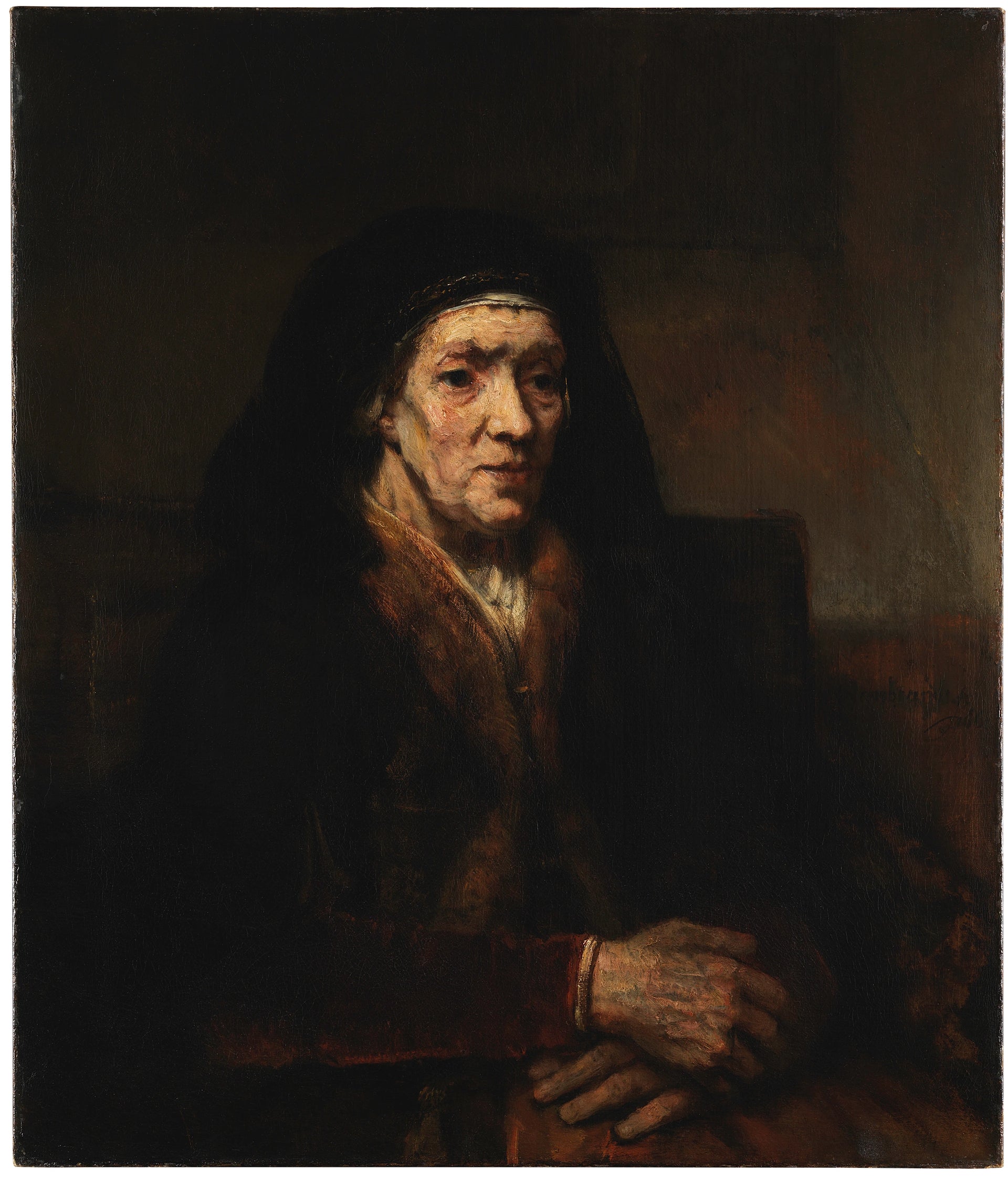 Femme assise, les mains jointes — Rembrandt, 1660, The Leiden Collection