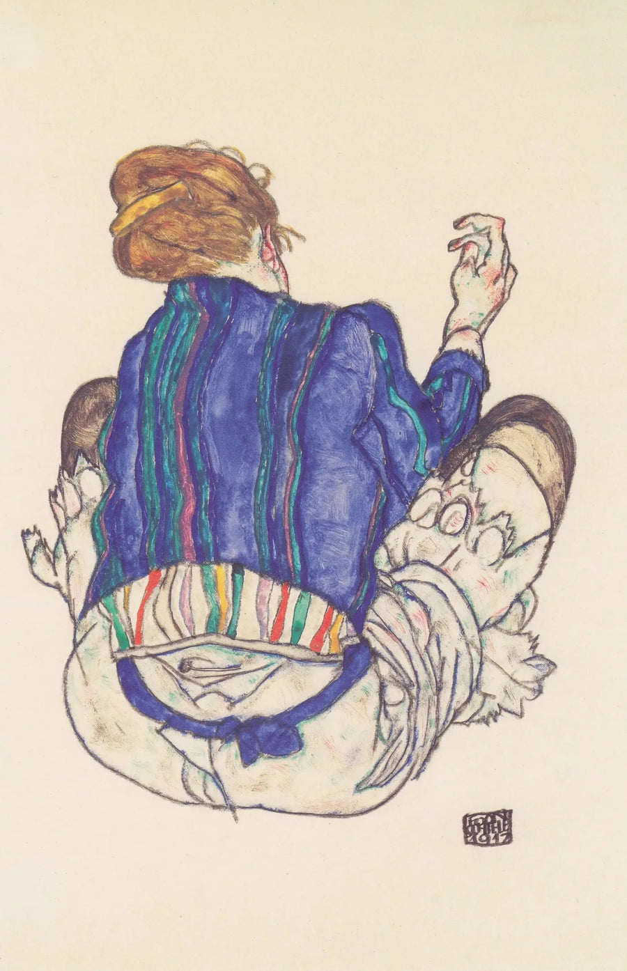 Kobieta siedząca, widok z tyłu - Egon Schiele