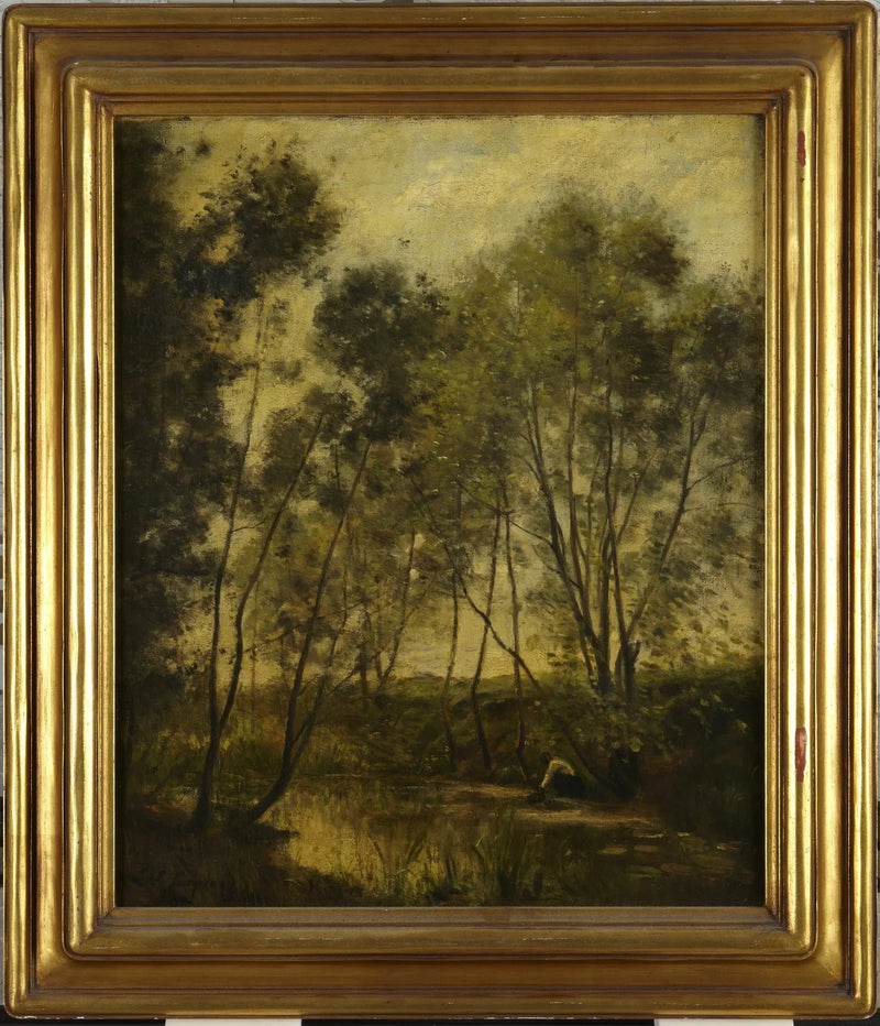 Kobieta nad brzegiem strumienia - Stanislas Lépiné
