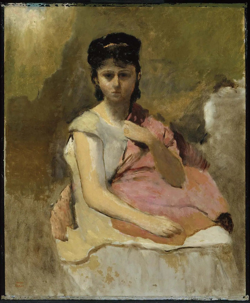 Kobieta w różowym szalu - Jean-Baptiste Camille Corot