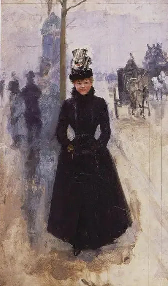 Kobieta z mankietem na Wielkich Bulwarach - Jean Béraud
