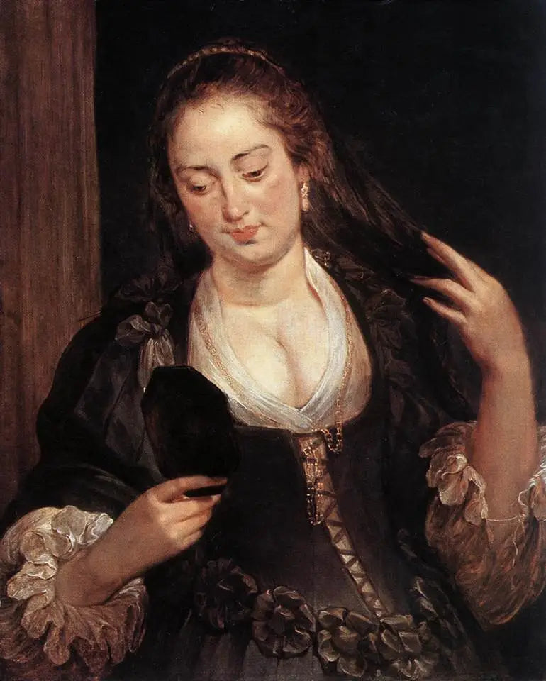 Femme au miroir - Peter Paul Rubens image 1 copie de tableau peinte à la main