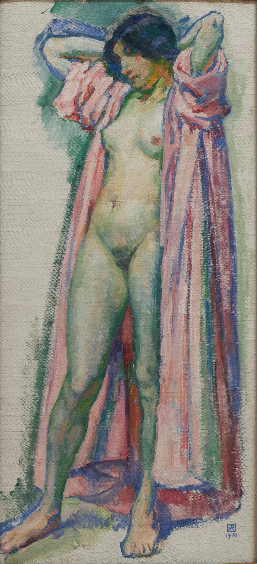 Femme au peignoir rose - Théodore van Rysselberghe