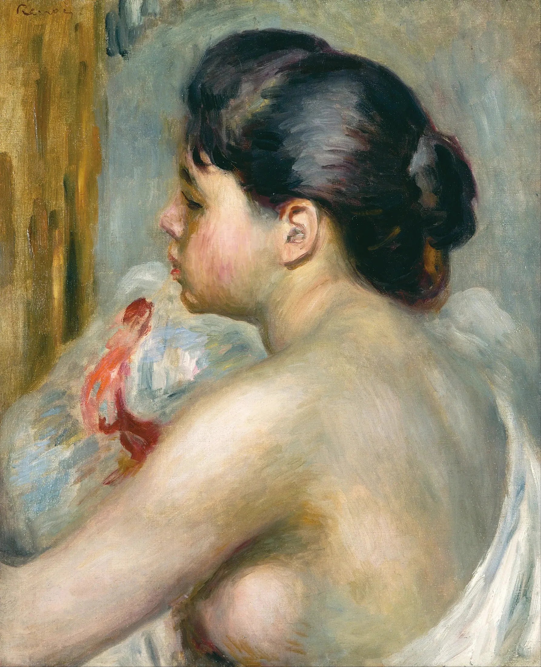 Femme aux cheveux noirs - Pierre-Auguste Renoir image 1 copie de tableau peinte à la main