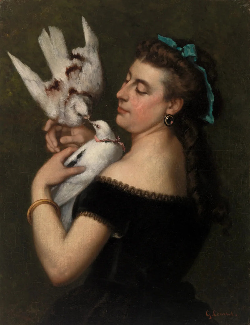 Kobieta z gołębiami - Gustave Courbet