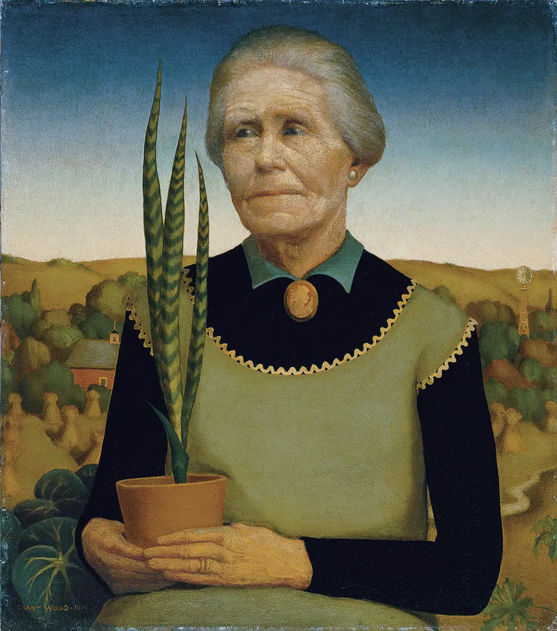 Kobieta z roślinami - Grant Wood