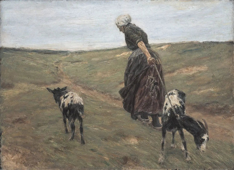 Kobieta z kozami na wydmach - Max Liebermann