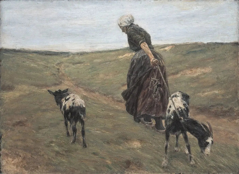 Kobieta z kozami na wydmach - Max Liebermann