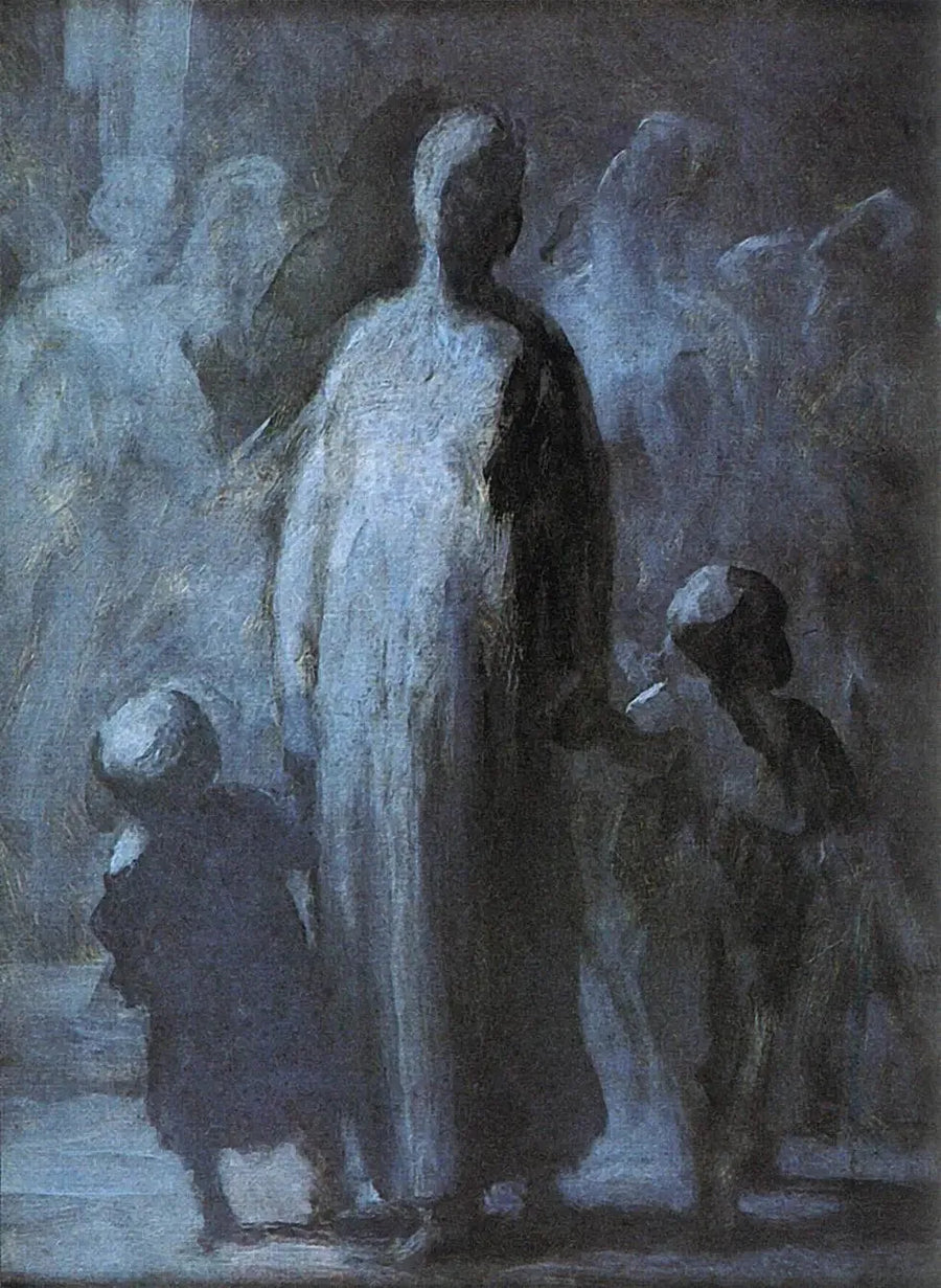 Kobieta z dwójką dzieci - Honoré Daumier
